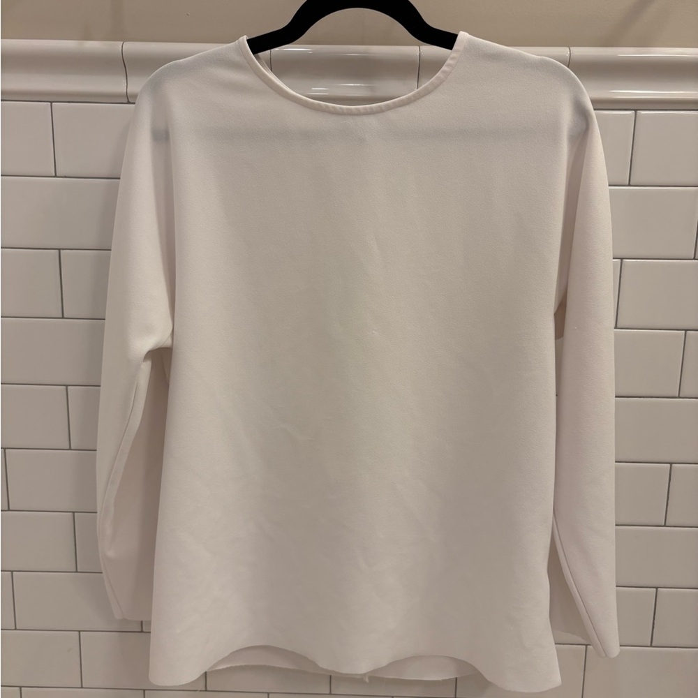 NIC+ZOE White Tunic Blouse Medium Minimalist Tailored Longline Top